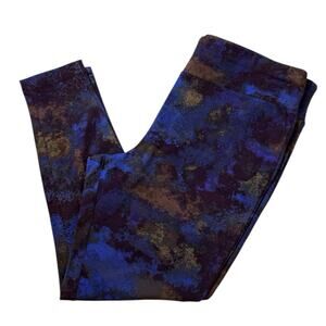 New Terra & Sky Blue Gold Marble Plus Size Leggings 1X